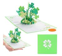 Biglietto pop up con trifoglio portafortuna 3D, cartolina augurale pieghevole con design originale, ideale per auguri, regali speciali, feste e buona fortuna