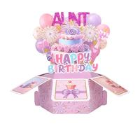 Biglietto Pop-up di Buon Compleanno, Divertente Biglietto d'Auguri Pop-up 3D con Busta e Messaggio in Carta Confezione Regalo Creativa per Donne Decorazione Feste di Anniversario (per Zia)