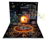 Biglietto pop-up di Natale - Biglietti di Natale | Illumina le cartoline di Natale | Divertenti biglietti di auguri musicali con luce | Andmade Santa Projection Carte di benedizione del camino
