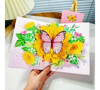 Biglietto pop-up per festa della mamma, con farfalla e girasole, per anniversario, San Valentino, ringraziamento, buon compleanno