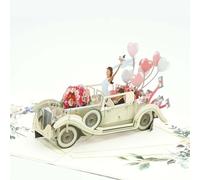 Biglietto pop-up per matrimonio auto di nozze, biglietto pop-up 3D, biglietto di invito per matrimonio personalizzato, con busta di alta qualità, per anniversario di matrimonio, invito di nozze