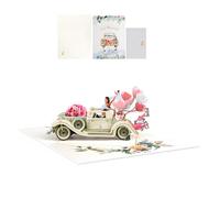 Biglietto pop-up per matrimonio, biglietto di nozze con auto d'epoca 3D, apribile, 20 x 15 cm, per regali in denaro, auguri per coppia di sposi, testimoni, ospiti, adatto per feste di matrimonio