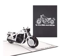 Biglietto pop-up per moto, nero, biglietto 3D per moto, biglietto di compleanno per motociclista, invito, idea regalo di compleanno e buono per patente di guida e gite in bicicletta