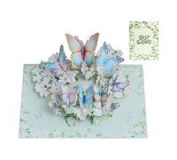 Biglietto romantico per matrimonio - 3D Butterfly Garden Pop-Up | Elegante espositore floreale vintage con note vuote per benedizioni speciali, Capodanno e vacanze