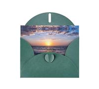 Biglietto singolo con buste, motivo: vista sulla spiaggia, con scritta "Thinking Of You", per incoraggiamento