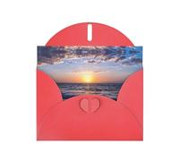 Biglietto singolo con buste, motivo: vista sulla spiaggia, con scritta "Thinking Of You", per incoraggiamento