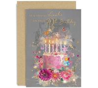 Biglietto speciale per il 70° compleanno per zia, biglietto di compleanno per settant'anni, con torta di compleanno rosa e farfalle, biglietto da 12,7 x 17,8 cm, interno bianco con busta
