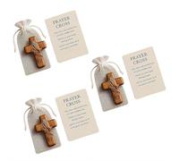 Biglietto tascabile in legno con croce per preghiera, realizzato a mano, con croci confortevoli, preghiera con entrambe le mani, rete incrociata con garza, regalo per regali cristiani, pratica
