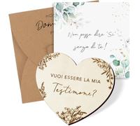 Biglietto Testimone di Nozze Vuoi Essere la mia Testimone Cartello Cuore Legno Testimone Nozze Risposta Busta per Chiedere Essere Testimone Regalo Targhetta Legno Biglietti Invito Matrimonio