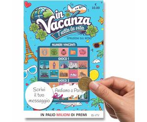 Biglietto Viaggio Sorpresa gratta e vinci Buono viaggio regalo personalizzato per viaggiatori Regalo coppia per viaggio aereo nave crociera per Compleanno Anniversario San Valentino Natale senza busta