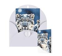 Biglietto vuoto 10 x 15 cm, biglietto di auguri di buon compleanno con buste leopardo delle nevi dagli occhi azzurri per tutte le occasioni Thinking of You Biglietti per matrimonio e invito aziendale