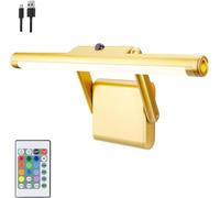 BIGLIGHT Luce di Immagine Wireless con Telecomando, Lampada da Parete Ricaricabile, 4 Modalità di Illuminazione, 12 Colori Luce di Riempimento Dello Specchio Anteriore, Temporizzazione Regolabile,Oro