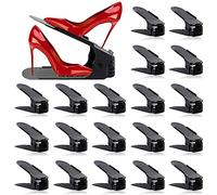 BIGLUFU 20 Pezzi Portascarpe Salvaspazio,Scarpiera Regolabile,Organizer Scarpe, Salvaspazio Regolabili da Scarpiera, Antiscivolo Porta Scarpe in Plastica Durevole (Nero)
