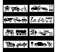 Biglumin 8pcs auto per la progettazione tessile Modello di giornale dipinto a mano con cavità,modello di pittura a fumetti,stencil con righello decorazioni murali Stencil fai da te pittura per bambini