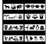Biglumin 8pcs per la progettazione tessile Modello di giornale dipinto a mano con cavità,modello di pittura a fumetti, decorazioni murali Stencil fai da te pittura per bambini (Animali)
