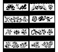 Biglumin 8pcs per la progettazione tessile Modello di giornale dipinto a mano con cavità,modello di pittura a fumetti, decorazioni murali Stencil fai da te pittura per bambini (Fiori)