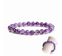 Biglumin Bracciale ametista da 6 mm,bracciale pietre naturali. Bracciale portafortuna, braccialetto di perle ametista, gioielli di moda per donne, ragazze,amiche, parenti, colleghi, vicini.