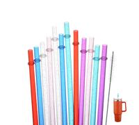 Biglumin Cannuccia Bubble Tea, cannucce riutilizzabili in plastica trasparente da 27,9 cm di lunghezza, con spazzola per la pulizia (12 colori)