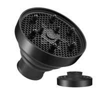 Biglumin Diffusore per capelli universale, diffusore per asciugacapelli, in silicone, pieghevole, universale, per capelli ricci, adatto alle alte temperature (nero)