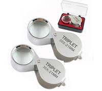 Biglumin Lente ingrandimento professionale, Lente ingrandimento tascabile, Monocolo orologiaio, pieghevole loupe tascabile, Lente Ingrandimento Gioielliere Professionale (2PCS)