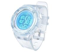 Bigmeda Orologio Bambini Digitale Impermeabile 50 M, da Polso per Ragazzi con Luce LED, Insegnamento con Cinturino in Silicone (Trasparente Blu)