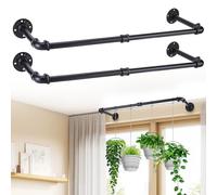 Bigmeta Appendiabiti per piante da interno, robusto supporto per piante da appendere, per finestre e piante, asta in metallo nero, per decorazione da parete e soffitto, 2 pezzi (catena e pianta non