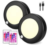 BIGMONAT Lampada da soffitto senza fili per doccia, luce da interni, ricaricabile con sensore di movimento,per scale da bagno,luce da soffitto che cambia colore,250 lumen,nero-2pcs