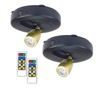 BIGMONAT Spot Alimentato a Batteria, LED Senza Fili Dimmerabili Per Piante, Illuminazione Interna, Luce Accentuata, Bianca Calda, Confezione Da 2 - Nero