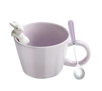 BigNoseDeer Graziosa tazza da caffè in ceramica con coniglietto pasquale con coniglietto 3D all'interno, tazza da caffè Kawaii con cucchiaio, regalo carino per Pasqua, regalo di compleanno