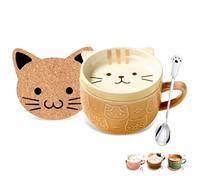BigNoseDeer Regali per donne, simpatici gatti Kawaii, tazza divertente, tazze da caffè con coperchio, tazze da caffè per amanti dei gatti, donne, ragazze, bambini, Natale, regalo di compleanno
