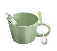 BigNoseDeer Simpatica tazza da caffè in ceramica con coniglietto pasquale con coniglietto 3D all'interno, tazza da caffè Kawaii con cucchiaio, regalo carino per Pasqua, regalo di compleanno
