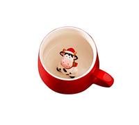 BigNoseDeer Tazza in ceramica con unicorno, dipinta a mano, con animali 3D, per matrimoni, compleanni, amanti degli unicorni, donne e ragazze (mucca)