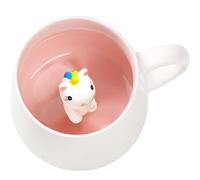 BigNoseDeer Unicorno Carino Tazza in Ceramica Unico Dipinto a Mano novità Coppe per Animali 3D, Personalizzata Cioccolato tè Latte Tazze, per Matrimoni, Compleanni, Amanti dell'unicorno Donne Ragazze