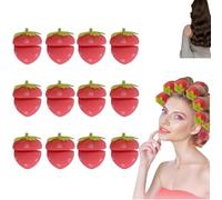 Bigodini a fragola senza calore, in morbida spugna, per ricci durante la notte, comodi bigodini per dormire da donna, per acconciature facili (12 pezzi, taglia unica)