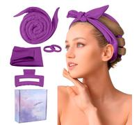 Bigodini Grandi per Volume,Tubo per Capelli Mossi, Piastra Onde per Capelli, Arricciacapelli Senza Calore, Fascia per Capelli Donna per Acconciature Natural(Purple)