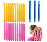 Bigodini magici a spirale, 55 cm, confezione da 20 bigodini per capelli senza calore, bigodini in plastica con 1 ganci per acconciatura, per capelli extra lunghi fino a 55,9 cm.