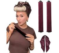 Bigodini per capelli senza calore, set per la notte, non riscaldano, bigodini in schiuma per capelli, set per dormire per capelli lunghi, fascia per capelli in seta (vino, grande)