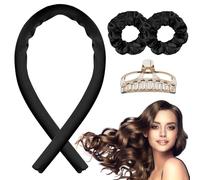 Bigodini per ricci senza calore, bigodini in raso, set di acconciature fai da te per capelli lunghi, Bigodino Fascia Capelli, Heatless Hair Curler, Fascia Bigodino Lungo Per capelli lunghi e medi-Nero