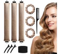Bigodini senza calore, 6 bigodini extra spessi per dormire senza calore, aste con gancio, bacchetta arricciacapelli in pelle scamosciata adatta a tutti i tipi di capelli