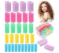Bigodini Set, 30 Pezzi Rulli Autobloccanti Rulli Capelli in Plastica, Senza Calore, Jumbo Grandi Piccoli Arricciatori, Fai-da-Te Hair Rollers Per Capelli Lunghi Medi, Barbieri da Salone