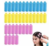 Bigodini Set 36 Pezzi per Capelli - 12 Rosa, 12 Blu, 12 Gialli, Perfetti per Tutte le Età e Professioni, Ideali per Acconciature Creative, Facili da Usare e Riutilizzabili