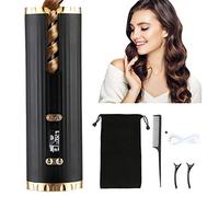 Bigodino automatico senza fili portatile ricaricabile auto arricciacapelli bacchetta con impostazioni di temperatura multiple schermo LCD strumento per lo styling della donna