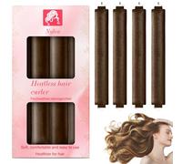 Bigodino Lungo per Boccoli 4 Pezzi,Bigodini Morbidi per Dormire Gomma Heatless Hair Curler DIY Arricciacapelli Senza Calore Flessibili Bigodino Fascia Capelli per Capelli Medi Lunghi (Marrone)