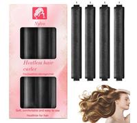 Bigodino Lungo per Boccoli 4 Pezzi,Bigodini Morbidi per Dormire Gomma Heatless Hair Curler DIY Arricciacapelli Senza Calore Flessibili Bigodino Fascia Capelli per Capelli Medi Lunghi (Nero)