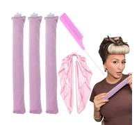Bigodino per capelli satinato senza calore 2 pezzi/3 pezzi riccioli senza calore aste per capelli durante la notte con asciugamano quadrato e pettine a coda appuntito, riccioli elastici durante la