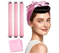 Bigodino per capelli senza calore, per dormire, in velluto satinato, senza calore, per tutti i tipi di capelli, accessori per acconciature con sciarpa di seta (3 pezzi, rosa)