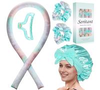 Bigodino per capelli senza calore per riccioli notturni, set di aste arricciacapelli senza calore, con cofano in raso, aste di scoppio, sicure per onde senza crespo, colore: verde tie dye