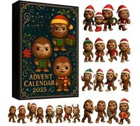 Bigoot Advent Calendar 2025 - Displayable & Collectible Countdown Holiday Box, 24 Days of Festive BigFoot Figurines in Holiday Hats & Sweaters, for Tree Decor & Cryptid Fan