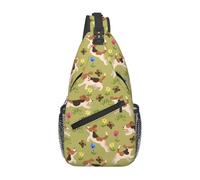 BigOtters Beagle Dogs Running Flower Cute Sling Bag Crossbody Zaino Palestra Sport Viaggi Borsa a tracolla Casual Zaino a tracolla Zaino da trekking, A tinta unita, Taglia unica