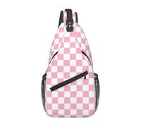 BigOtters Borsa a tracolla a tracolla rosa pastello a scacchi zaino da palestra sport da viaggio borsa casual a tracolla zaino da trekking, A tinta unita, Taglia unica